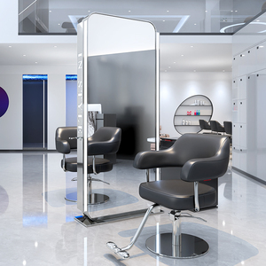 Specchio illuminato di alta gamma per saloni di parrucchieri e postazione per taglio capelli, specchio da terra singolo e bifacciale per acconciature. - Product Image 2