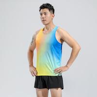 Débardeurs d'entraînement de marathon sans manches pour hommes, style sportif respirant en maille avec logo imprimé par sublimation, prix de gros