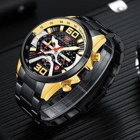 Montre-bracelet à quartz pour homme, chronographe, multi-cadrans, affichage de la date, bracelet en acier inoxydable, montre-bracelet sport décontractée