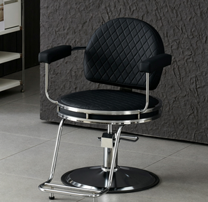 Modern <b>Barber</b> <b>Chair</b> Hydraulic Salon Styling <b>Chair</b> Quilted Leather Seat Metal Base Swivel <b>Chair</b> for Barbershop - Product Image 1