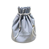 Sac de transport personnalisé avec logo pour jeu de Mahjong à fond rond, sac de rangement en cuir PU avec cordon de serrage pour accessoires de Mahjong