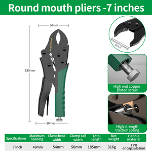 Kìm kẹp đa năng công nghiệp bằng thép, thước đo <span class=keywords><strong>7</strong></span> inch, có chức năng khóa, kẹp ống, điều chỉnh lực ép, sửa chữa OEM - Product Image 5