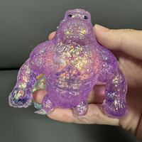 Jouet Squishy Gorille Transparent Pailleté, Jouet Anti-Stress Singe Rempli de Paillettes Colorées, Jouet Sensoriel TPR pour Adolescents et Fêtes