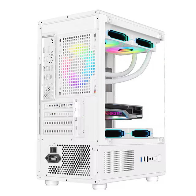 Panoramic Fish Tank PC Case No Column ATX Mid Tower Computer Case With Double Tempered Glass for 360 Radiator