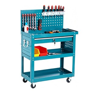 Armoire à roulettes personnalisable avec serrure à clé, capacité de charge de 300 kg, garantie de 3 ans, hauteur réglable, 1 tiroir, poignée de poussée, outil - Product Image 6