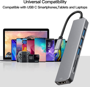 Tuti Người Bán Hàng Tốt Nhất 6-Trong 1 USB C <span class=keywords><strong>Hub</strong></span> Docking Station HDTV 4K <span class=keywords><strong>USB3.0</strong></span> 2.0 SD TF Card Reader Loại C Cho Máy Tính Máy Tính Xách Tay USB C <span class=keywords><strong>Hub</strong></span> - Product Image 2