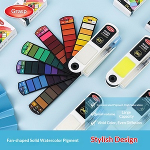 Mini ensemble de pigments d'<span class=keywords><strong>aquarelle</strong></span> portables - <span class=keywords><strong>Aquarelle</strong></span> solide en forme d'éventail pour le gribouillage des enfants, petite taille mais grande capacité - Product Image 1