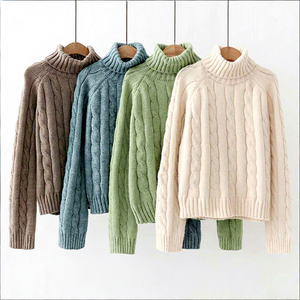 <span class=keywords><strong>Pull</strong></span> en laine et cachemire tricoté à col roulé pour <span class=keywords><strong>femme</strong></span>, <span class=keywords><strong>pull</strong></span> torsadé en gros pour femmes - Product Image 1