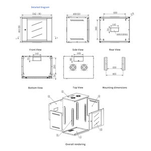 มินิแร็ค19 "อินเตอร์เน็ตความลึก400มม. 4U/6U/9U/12U ตู้แร็คเซิร์ฟเวอร์19นิ้วชั้นวางติดผนังตู้เครือข่ายข้อมูล - Product Image 3