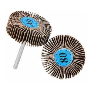 Stock local aux États-Unis, 5 pièces, roue à lamelles montée, grain 80, 1-1/4''X1/2''x1/8'', tissu abrasif, support en acier inoxydable, agent de liaison en résine - Product Image 1