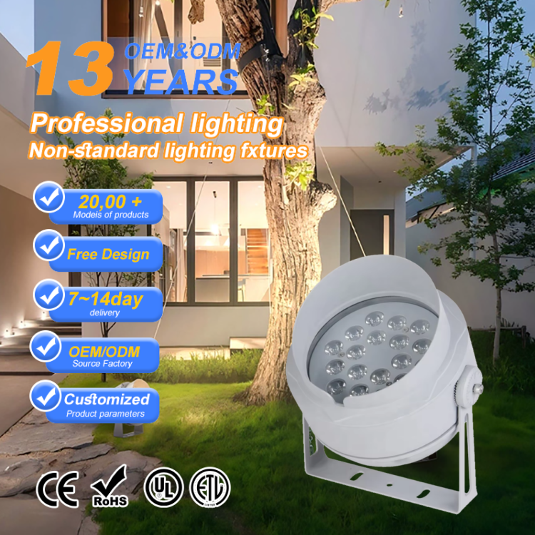 High Quality IP67 RGBW LED Flood Light 6W Waterproof Aluminum Landscape Lighting DMX Control High Bright Bridgelux Chips AC