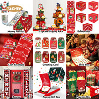 YACHEN Lot de 8 boîtes cadeaux de Noël pliables avec nœud, motifs Bonhomme de neige, Pain d'épices, Sapin, pour décorations de fête de Noël