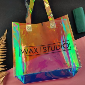 Custom Logo Laser Colorful Holographic Transparent Pvc Tpu Plastic <b>Clear</b> Tote Bags <b>Jelly</b> Gift Shopping Handbags - Product Image 2