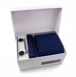 High Quality Necktie With <b>Gifts</b> <b>Box</b> Pocket Square Cufflinks Tie Clip Set for Wedding - Product Image 3