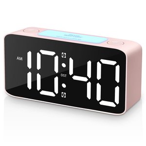 Digital Alarm <b>Clock</b> <b>LED</b> Display Desk Table <b>Clock</b> USB Rechargeable Adjustable Volume Snooze Night Light for Bedroom - Product Image 2