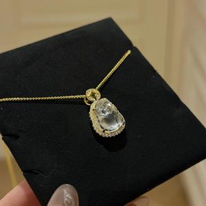 Collier romantique pour fille en argent sterling 925 plaqué or 18 carats avec pendentif saphir diamant rose étincelant, pendentifs de mode, breloques - Product Image 4