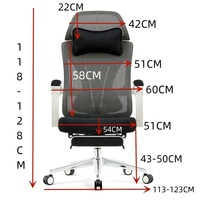 Chaise de bureau ergonomique moderne à dossier inclinable en tissu maillé, appui-tête réglable, pivotante, avec fonction d'inclinaison à 165 degrés, structure métallique