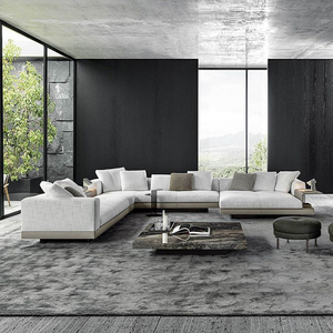 Sofás en Forma de L de Tela de <span class=keywords><strong>Lino</strong></span> para Sala de Estar Moderna, Muebles de Sala de Estar, Sofá Italiano de Lujo - Product Image 1