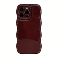 Coque de téléphone vintage bordeaux à bords ondulés et couleur unie pour iPhone 11 12 13 14 15 Pro Max Plus