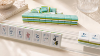 Jeu de Mahjong américain en acrylique 160 pièces motif Côte Corallienne, tuiles de Mahjong cyan 4 couches pour divertissement et rassemblement