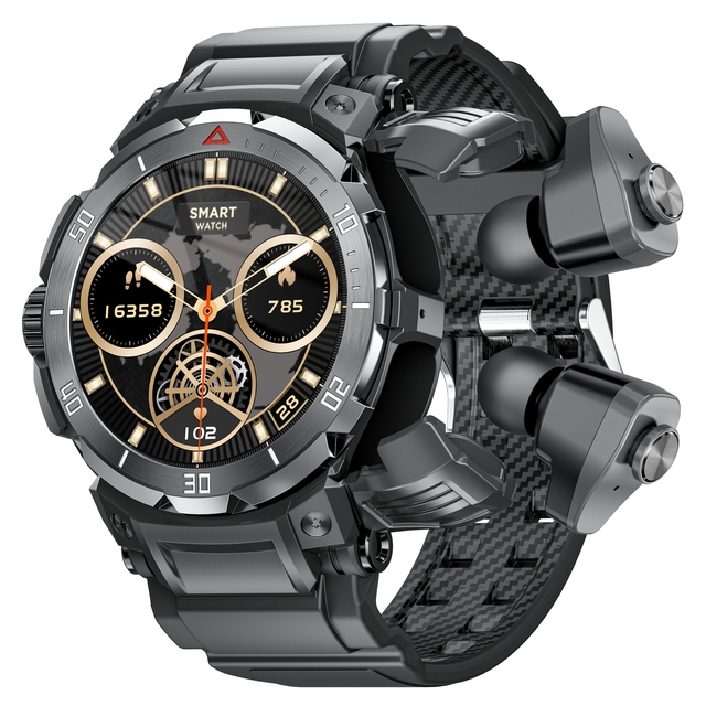 2-in-1 G100 PRO Smart Watch & Earphones IPS Display Android OS Heart Rate  IP67 Waterproof Unisex Fitness Sports