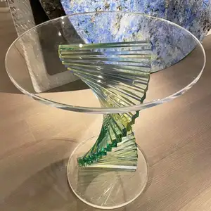 Green Acrylic Conch Shell Side Table Clear White Small Coffee Table Round 50cm Foshan Furniture In Wholesale Price