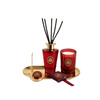 Set Hadiah Aroma Wangi Kayu Cendana Lilin Aromaterapi Liontin Kotak Hadiah Seri Romantis Merah Anggur untuk Liburan