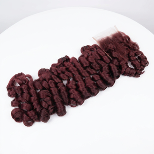 SDD Trending Color Burgundy Bouncy Curly Bundles Hair Wholesale Price No <b>Tangle</b> - Product Image 1