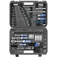 GOODKING Ensemble d'outils mécaniques de 121 pièces, kit d'outils à main avec matériau CRV, boîte en métal robuste à 3 tiroirs pour la réparation automobile, modèle 11211