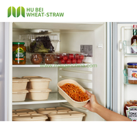Fabrieksmatig composteerbare wegwerp voedselcontainer van bagasse met 2 compartimenten, 700ml (24oz), met deksel, voor school, afhaalmaaltijden en bezorging