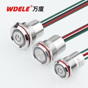 WD 16/19/22mm kim loại <span class=keywords><strong>push</strong></span>-nút chuyển 15A cao hiện tại chuyển khóa/tức thời không thấm nước Vòng LED ánh sáng nút nhấn - Product Image 1