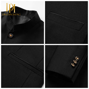 Abito da sposa Zhongshan da <span class=keywords><strong>uomo</strong></span>-Set di Tang stile cinese nero traspirante-Set di abiti da sposo - Product Image 3