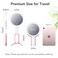 Miroir de maquillage de voyage à LED double face, grossissement 1X 10X, lumière à 3 couleurs, miroir de vanité portable pliable à main