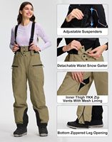 Pantalon de ski et de snowboard pour femme Pioneer Camp, coupe ample, imperméable, isolé, avec bretelles, chaud pour l'hiver