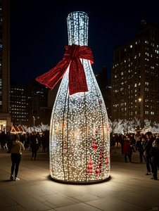 商业节日动物园购物中心酒店装饰用外部3D穿过礼品盒图案光拱门雕塑发光二极管 - Product Image 6