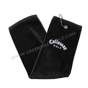 منشفة قطن جولف كليب بالجملة منشفة يد سوداء مع مشبك منشفة صغيرة