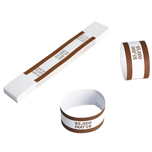 Correas para Billetes Codificadas por Color ABA, Color Marrón, 29x192mm (Denominación de $5000) para Bancos y Agrupación de Efectivo - Product Image 3