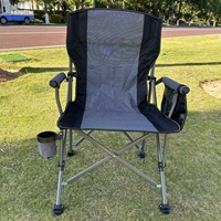 Fauteuil de pêche pliant d'extérieur, chaise longue épaisse en forme de fer à cheval avec cadre en fer et tissu Oxford – Portable et grande taille pour pique-nique et extérieur