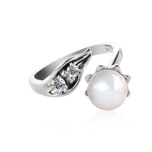 Charmanter Schmuck Zarter Ring Verziert mit <span class=keywords><strong>Swarovski</strong></span> Pearl Daisini Zirkonia 18 Karat vergoldetem Ring für Frauen - Product Image 4