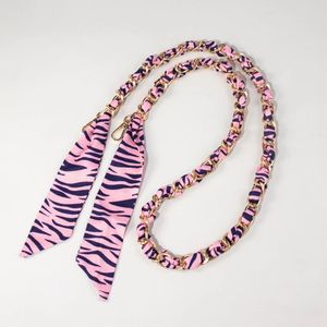 スタイリッシュな多色プリントスカーフユニークな金属チェーンストラップ多彩なおしゃれなバッグアクセサリークリエイティブDIYバッグデコレーション - Product Image 4