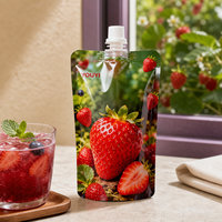 Pochette souple personnalisée pour snacks aux baies, sachet d'emballage souple à fond plat avec bouchon à vis pour l'emballage alimentaire et des boissons
