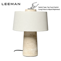 Lampe de table en pierre naturelle travertin à commande tactile avec abat-jour en lin, design nordique décoratif, lampe de bureau pour chambre à coucher, restaurant