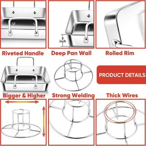 <span class=keywords><strong>SEB</strong></span> Petite rôtissoire avec canette de bière Support pour poulet Moules carrées en acier inoxydable Four à griller Fumoir - Product Image 4