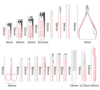 Ensemble de manucure et pédicure en acier inoxydable rose Babi, durable, pour femmes et filles - Utilisation en salon et à domicile, kit de coupe-ongles