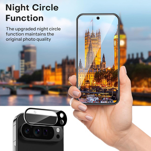 Protection d'objectif d'appareil photo ODM 9H pour Google Pixel 10 Pro/10 Pro XL, protecteur d'objectif en verre avec anneau en aluminium et plateau d'installation - Product Image 2