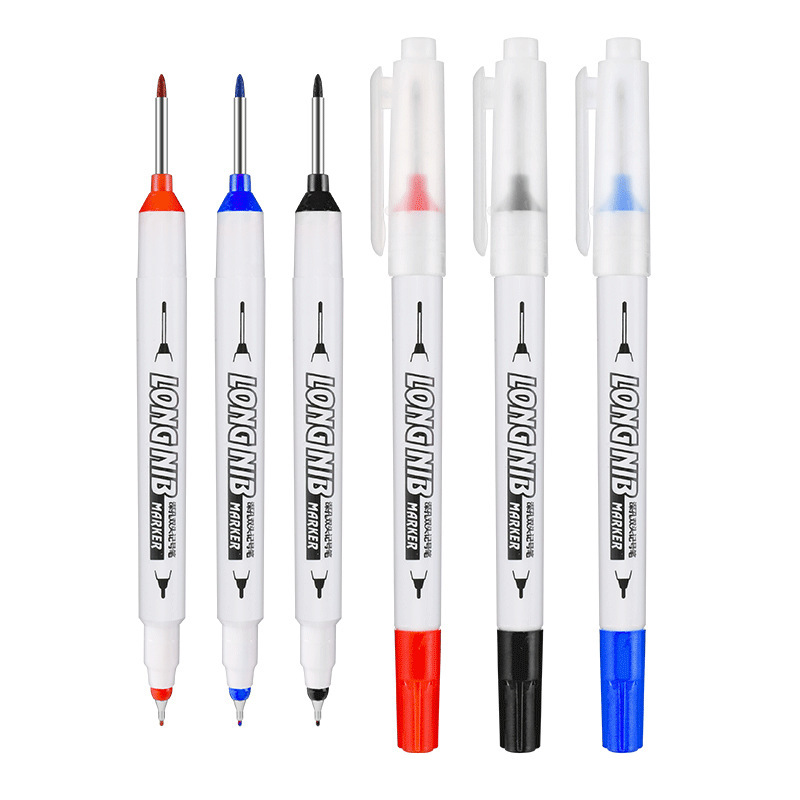 Long Head Deep Hole Marker Pens – 30mm Reach Permanent Ink Markers, Quick-Dry Waterproof For Woodworking, Construction