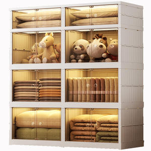 Armoire de rangement en plastique pour jouets, vêtements et livres d'enfants avec portes transparentes, pliable, usage domestique, modèle 9102 9104 - Product Image 1