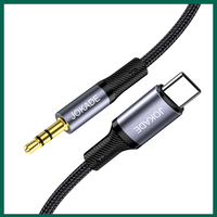 Câble audio JOKADE Type-C vers 3,5 mm Aux 1 m en alliage d'aluminium + fil en silicone Son sans perte Prise en gros Noir
