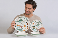 Service de table de luxe 24 pièces en porcelaine fine avec motifs dorés, compatible lave-vaisselle, pour 6 personnes, idéal pour cadeaux d'affaires