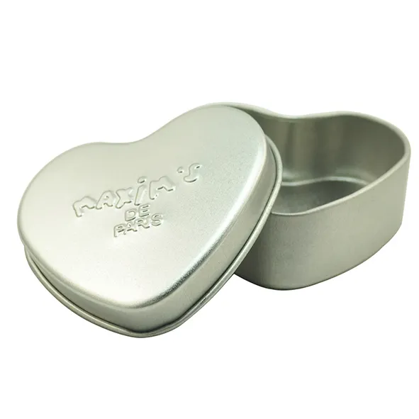 Factory direct sales custom empty heart shape metal tin can with lids gift tin boxs